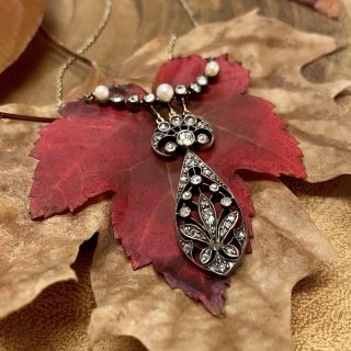 Antique Diamond and Natural Pearl Necklace