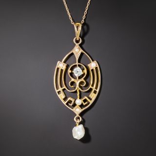 Antique Diamond and Pearl Drop - 3