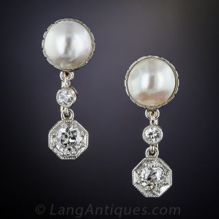 Antique Diamond and Pearl Earrings