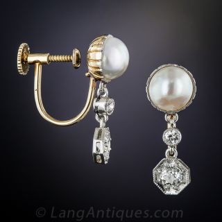 Antique Diamond and Pearl Earrings