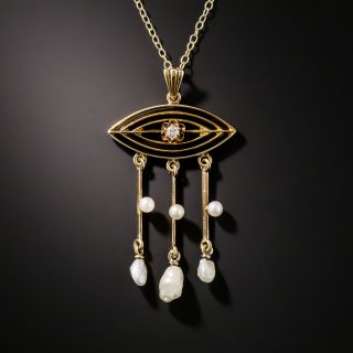 Antique Diamond and Pearl Fringe Pendant, Circa 1900 - 2
