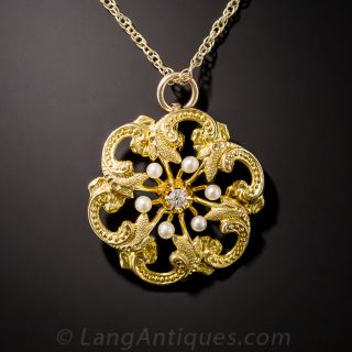 Antique Diamond and Pearl Necklace