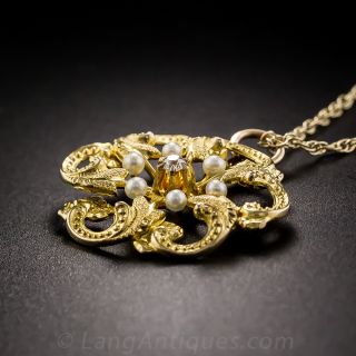 Antique Diamond and Pearl Necklace