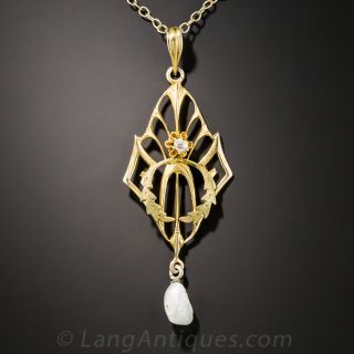 Antique Diamond and Pearl Pendant