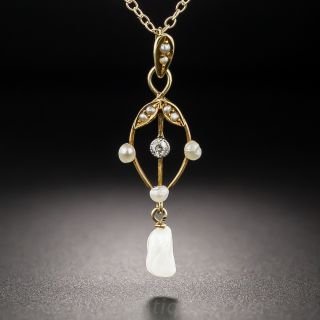Antique Diamond and Pearl Pendant