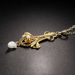 Antique Diamond and Pearl Pendant