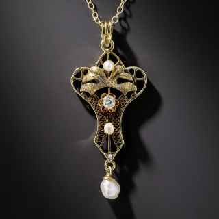 Antique Diamond and Pearl Pendant