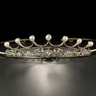 Antique Diamond and Pearl Tiara, Circa 1900 - 2