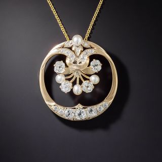 Antique Diamond and Pearl Wreath Necklace - 1