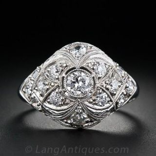 Antique  Diamond & Platinum Dome Ring