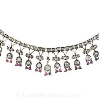 Antique Diamond and Ruby Necklace