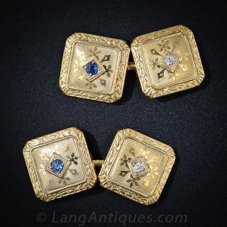 Antique Diamond and Sapphire Cufflinks