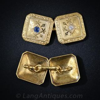 Antique Diamond and Sapphire Cufflinks