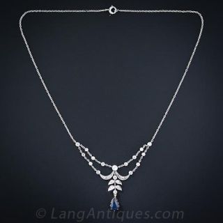 Antique Diamond and Sapphire Necklace