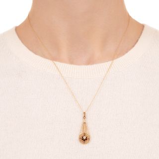 Antique Diamond and Seed Pearl Drop Pendant