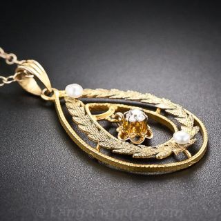 Antique Diamond and Seed Pearl Pendant