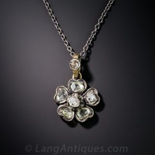 Antique Diamond and Silver/Gold Flower Pendant