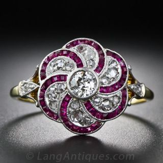 Antique Diamond and (Synthetic) Ruby  Ring