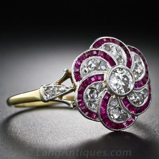 Antique Diamond and (Synthetic) Ruby  Ring