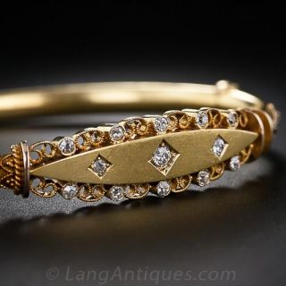 Antique Diamond  Bangle Bracelet - 1
