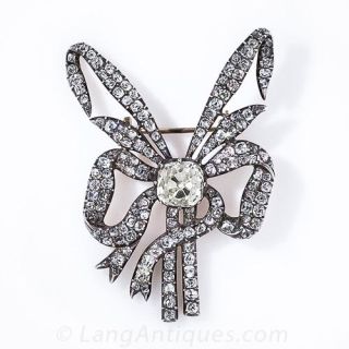 Antique Diamond Bow Brooch