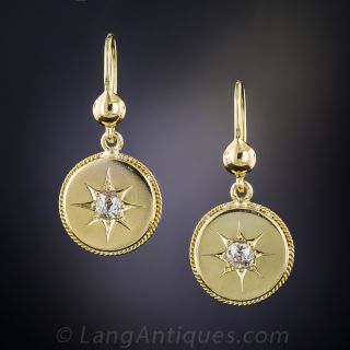 Antique Diamond Circle Drop Earrings