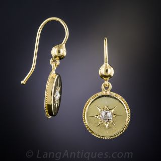 Antique Diamond Circle Drop Earrings