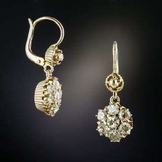 Antique Diamond Cluster Dangle Earrings