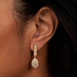 Antique Diamond Cluster Dangle Earrings