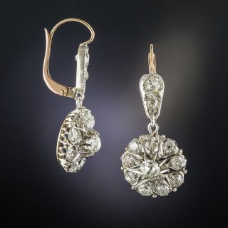 Antique Diamond Cluster Dangle Earrings