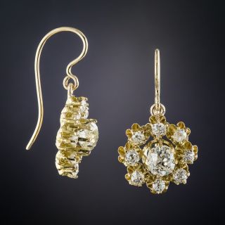 Antique Diamond Cluster Drop Earrings