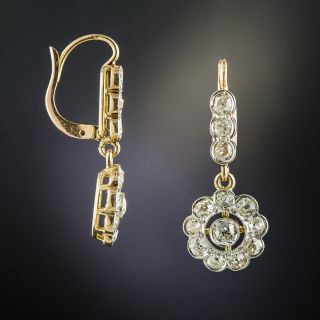Antique Diamond Cluster Drop Earrings