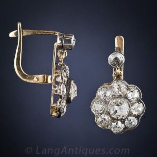 Antique Diamond Cluster Earrings