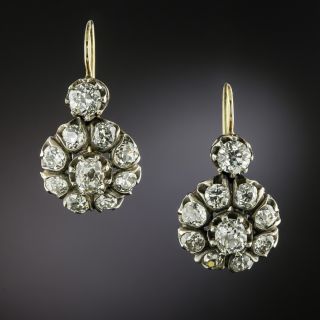 Antique Diamond Cluster Earrings - 4.25 Carats - 1