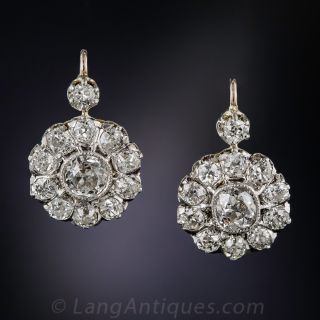 Antique Diamond Cluster Earrings