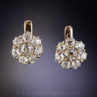 Antique Diamond Cluster Earrings