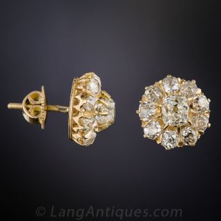 Antique Diamond Cluster Earrings