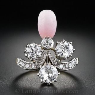 Antique Diamond Conch Pearl Ring