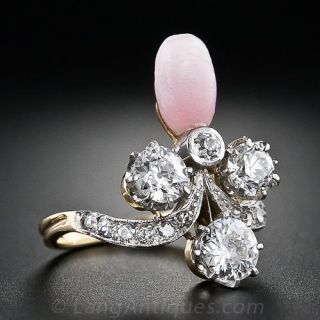 Antique Diamond Conch Pearl Ring