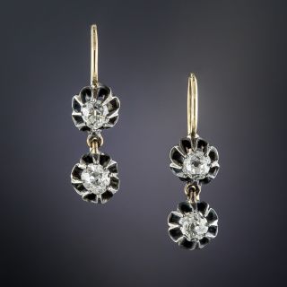 Antique Diamond Double Drop Earrings