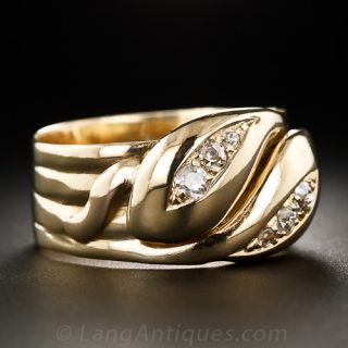 Antique Diamond Double Snake Ring