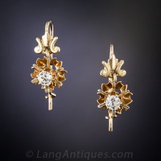 Antique Diamond Drop Buttercup Earrings