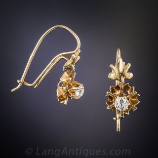 Antique Diamond Drop Buttercup Earrings