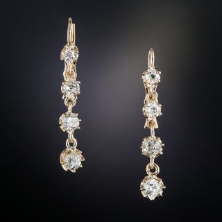Antique Diamond Drop Earrings  - 1