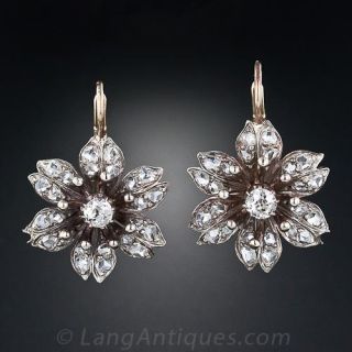 Antique Diamond Flower Earrings