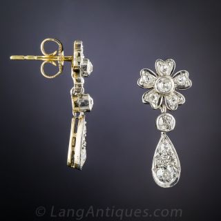 Antique Diamond Flower Motif Earrings