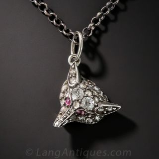 Antique Diamond Fox Pendant