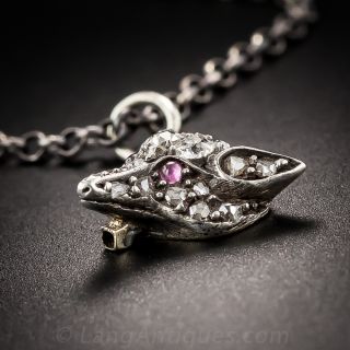 Antique Diamond Fox Pendant