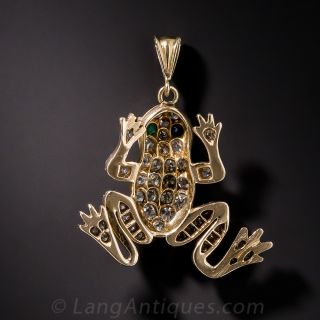 Antique Diamond Frog Pendant Charm