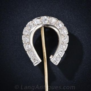 Antique Diamond Horseshoe  Stick Pin